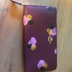 Coach burgundy floral wallet